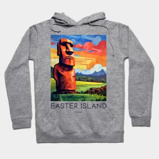 A Pop Art Travel Print of Easter Island - Chile Hoodie